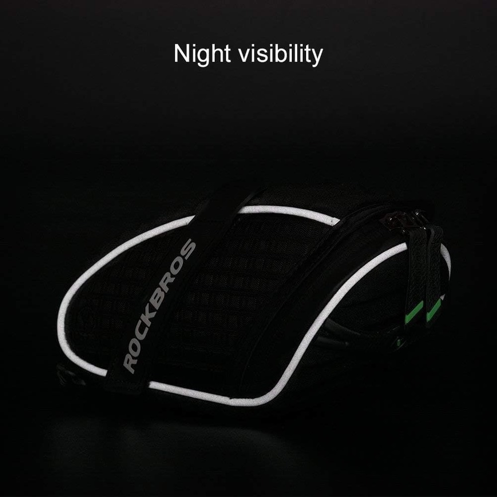 ROCKBROS Bike Seat Saddle Bag for Mountain & Road Bikes Black Reflective - Picture 5 of 7